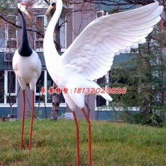 玻璃鋼動物雕塑，公園丹頂鶴雕塑