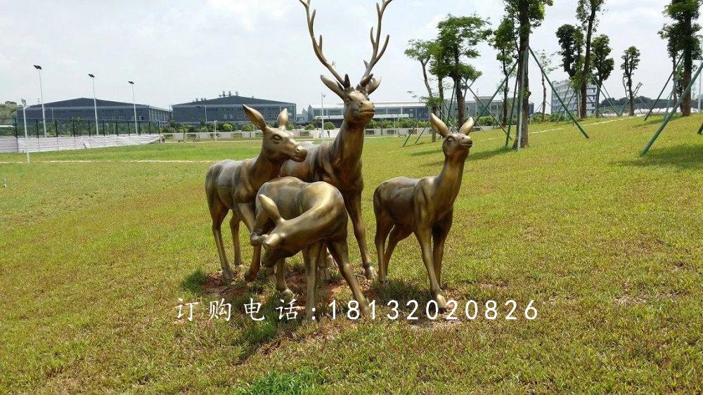 梅花鹿銅雕，園林景觀銅雕，公園動物銅雕