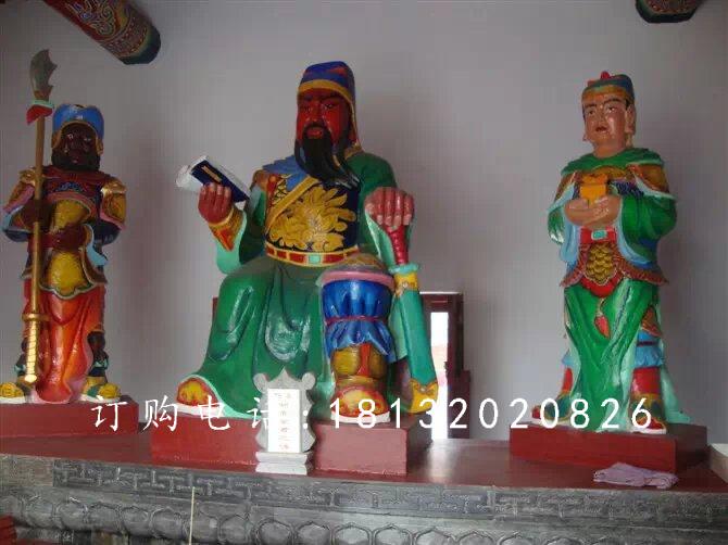 玻璃鋼關(guān)公讀春秋雕塑，玻璃鋼彩繪關(guān)公