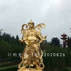 韋陀銅雕，貼金菩薩雕塑