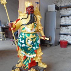 持刀關(guān)公雕塑，玻璃鋼彩繪關(guān)公雕塑