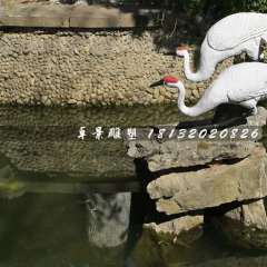 丹頂鶴石雕，公園動物石雕