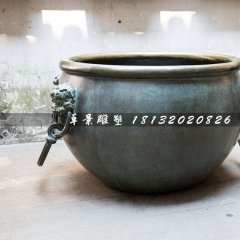 水缸銅雕，仿古銅水缸