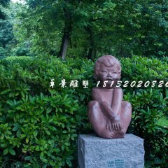 小男孩石雕，公園人物石雕