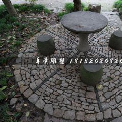 青石圓桌圓凳，公園桌椅石雕