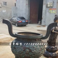 香爐雕塑，寺廟三足銅香爐