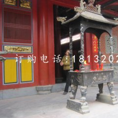 銅雕香爐，寺廟方形香爐銅雕