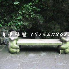 小猴造型長椅石雕，公園石椅子