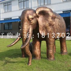 大象銅雕，公園動物雕塑