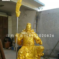 坐式持刀關(guān)公，玻璃鋼人物雕塑