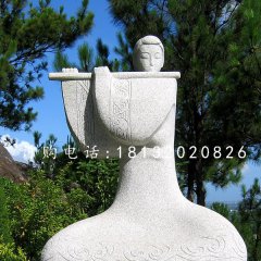 吹笛子雕塑，抽象古代美女雕塑