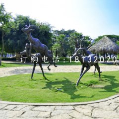 羚羊銅雕，公園動物銅雕