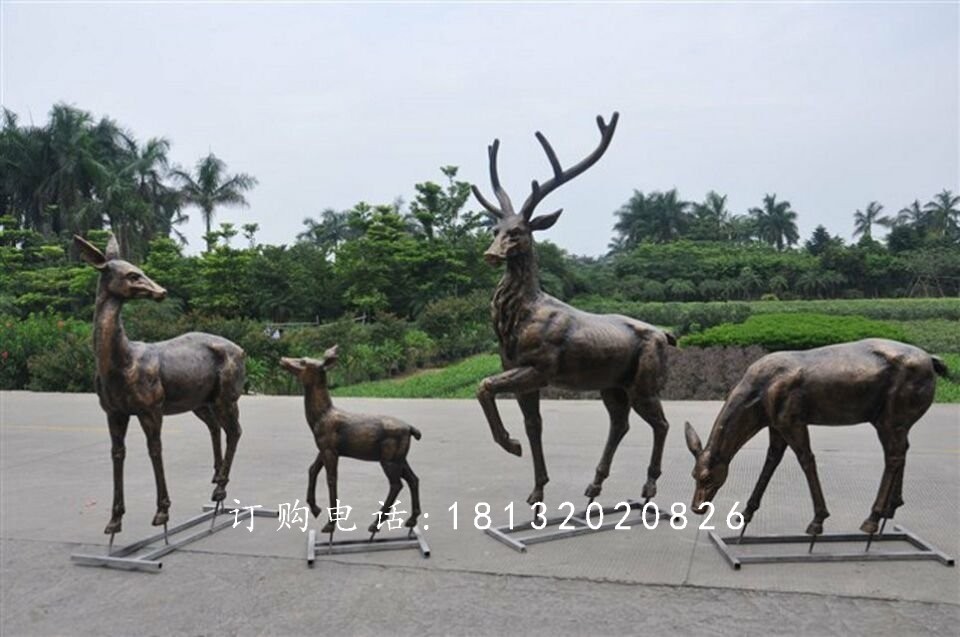 公園小鹿銅雕，公園動(dòng)物銅雕