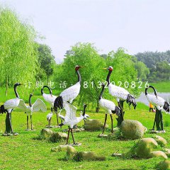 玻璃鋼丹頂鶴，仿真動(dòng)物雕塑，公園景觀雕塑