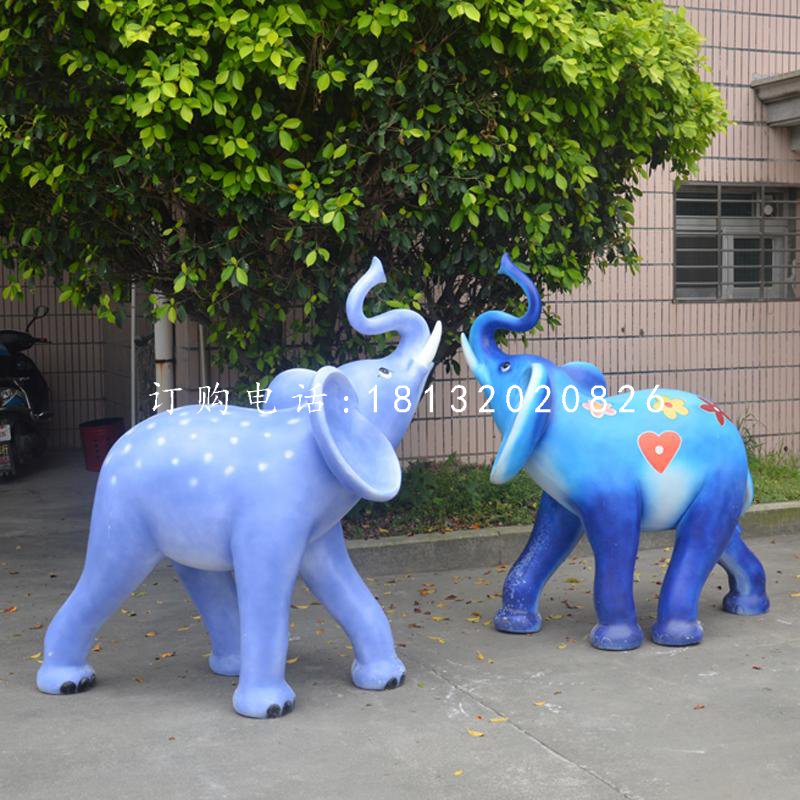 玻璃鋼彩繪大象，彩繪動物，公園景觀雕塑 (6)