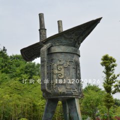 酒樽銅雕 古代酒器銅雕