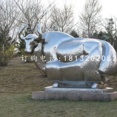 公園動(dòng)物雕塑不銹鋼牦牛雕塑