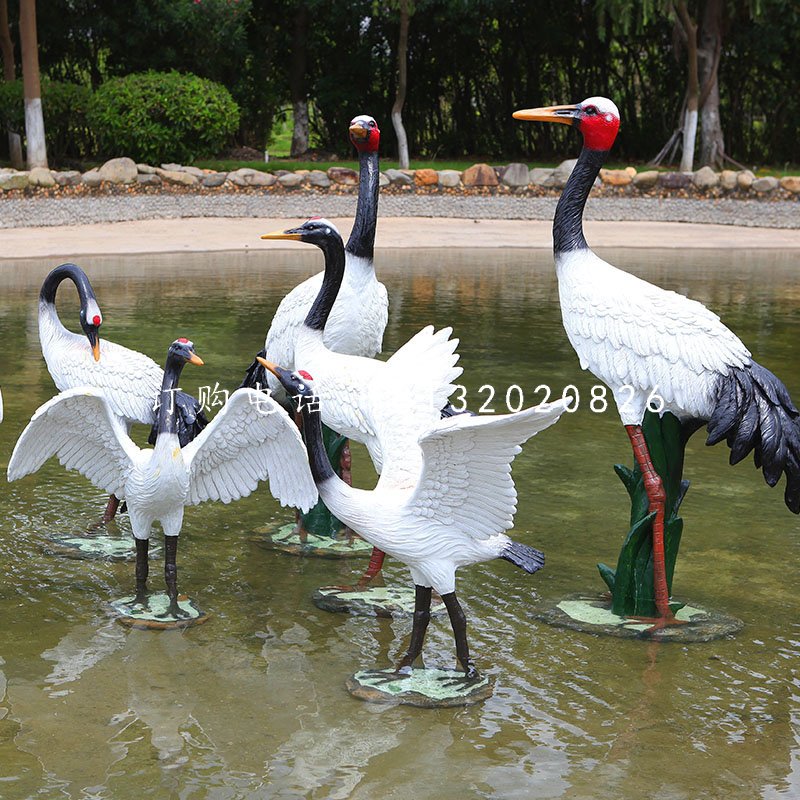 玻璃鋼仿真仙鶴，動物雕塑，公園景觀雕塑 (4).jpg