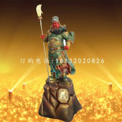 彩繪關(guān)公雕塑，玻璃鋼武財(cái)神雕塑