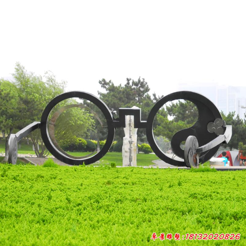 不銹鋼眼鏡雕塑，公園景觀雕塑