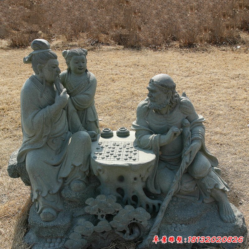 八仙下棋銅雕，公園小品銅雕 (2)